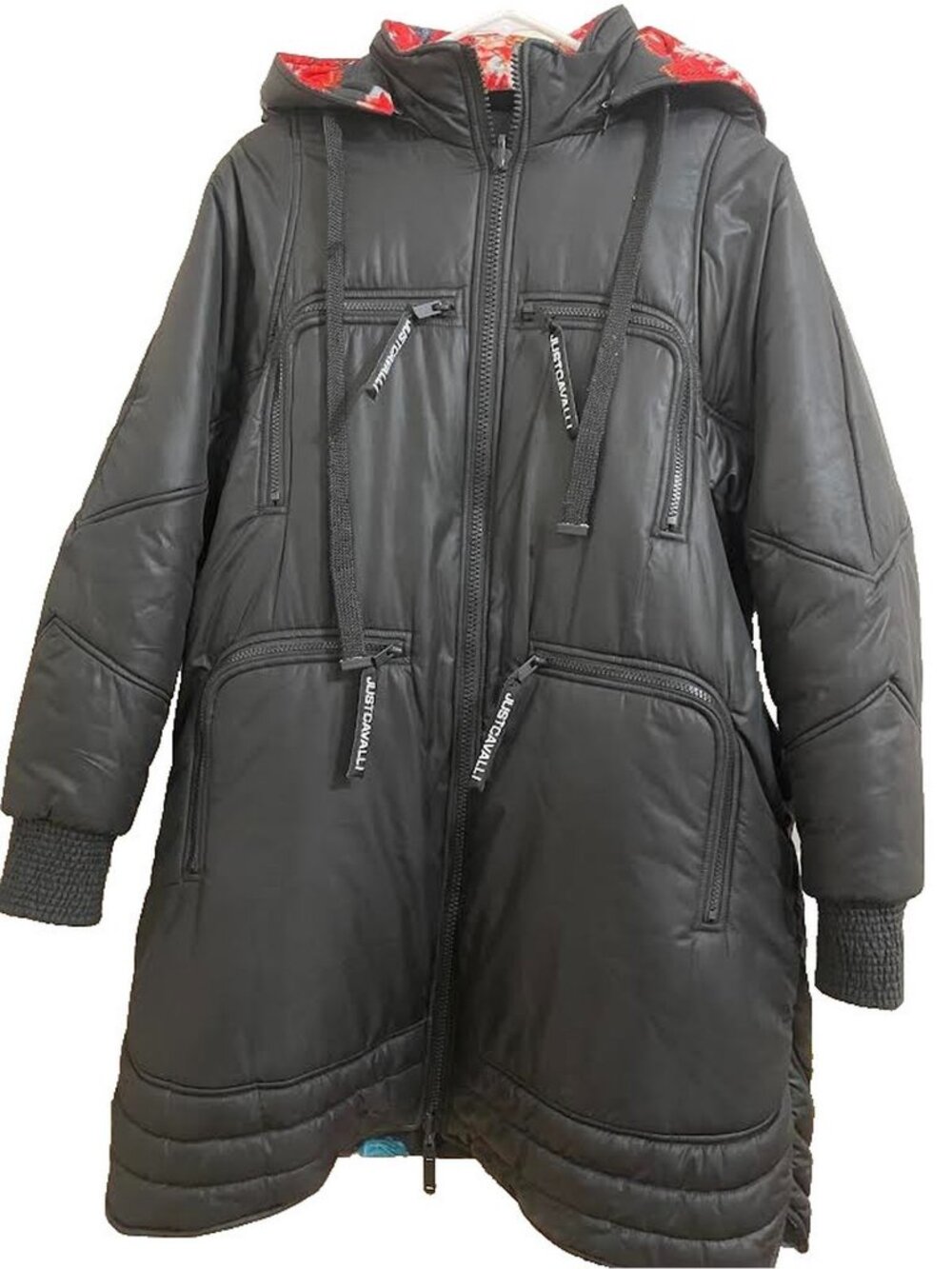 JUST CAVALLI Reversable Down Long Hooded Coat Size 40